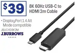 Officeworks 8K 60Hz USB-C to HDMI 2m Cable offer