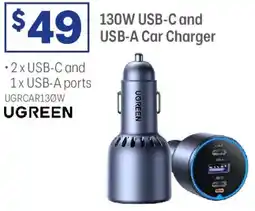 Officeworks Ugreen 130W USB-C and USB-A Car Charger offer