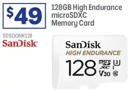 Officeworks SanDisk 128GB High Endurance microSDXC Memory Card offer