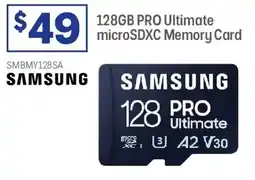 Officeworks Samsung 128GB PRO Ultimate microSDXC Memory Card offer