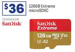 Officeworks SanDisk 128GB Extreme microSDXC offer