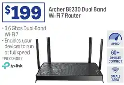 Officeworks tp-link rcher BE230 Dual Band Wi-Fi 7 Router offer