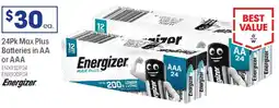 Officeworks 24Pk Max Plus Batteries in AA or AAA offer