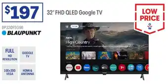 Officeworks Blaupunkt 32" FHD QLED Google TV offer