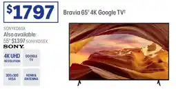 Officeworks SONY Bravia 65" 4K Google TV offer