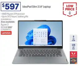 Officeworks Lenovo IdeaPad Slim 314" Laptop offer