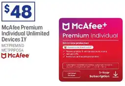 Officeworks McAfee Premium Individual Unlimited Devices 1Y offer