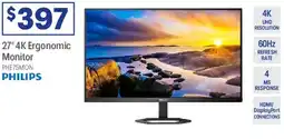 Officeworks Philips 27" 4K Ergonomic Monitor offer
