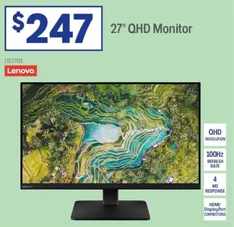 Officeworks Lenovo 27" QHD Monitor offer