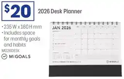 Officeworks MiGoals 2026 Desk Calendar offer
