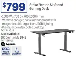 Officeworks Typhoon Strike Electric Sit Stand Gaming Desk offer
