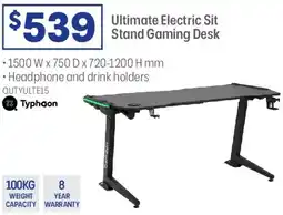 Officeworks Typhoon Ultimate Gaming Electric Sit-Stand Desk offer