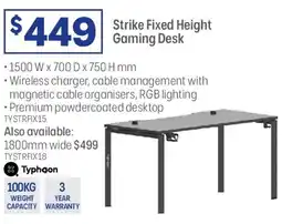 Officeworks Typhoon Strike Fixed Height Gaming Desk offer
