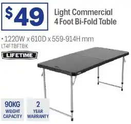 Officeworks Lifetime Light Commercial 4 Foot Bi-fold Table offer
