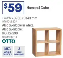 Officeworks Horsen 4 Cube Bookcase offer