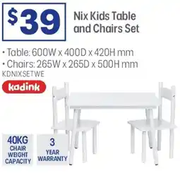 Officeworks Kadink Nix Kids Table and Chairs Set offer