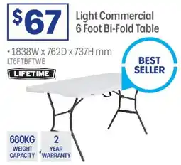 Officeworks Lifetime Light Commercial 6 Foot Bi-fold Table offer