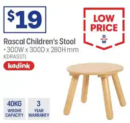 Officeworks Kadink Rascal Children's Stool offer
