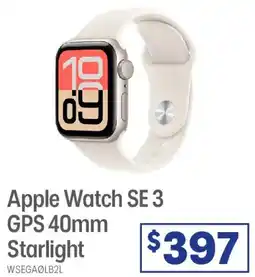 Officeworks Apple Watch SE3 GPS Sports Band S Starlight offer