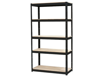 Stratco Shed style black slot-n-lock 5 shelf unit offer