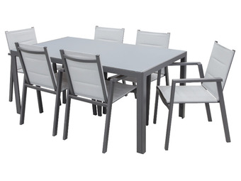 Stratco Sunscape madrid 7 piece aluminium slat dining setting offer