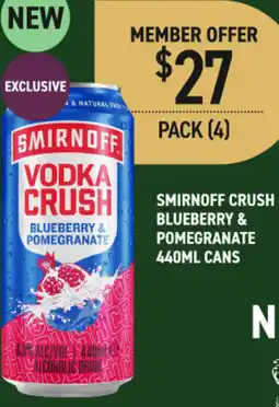 Dan Murphy's Smirnoff crush blueberry & pomegranate cans offer