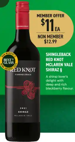 Dan Murphy's Shingleback red knot mclaren vale shiraz offer