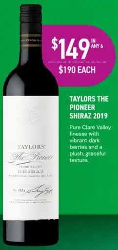 Dan Murphy's Taylors the pioneer shiraz 2019 offer