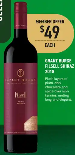 Dan Murphy's Grant burge filsell shiraz 2018 offer