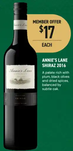 Dan Murphy's Annie's lane shiraz 2016 offer