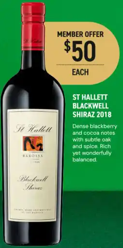Dan Murphy's St hallett blackwell shiraz 2018 offer