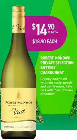 Dan Murphy's Robert mondavi private selection buttery chardonnay offer