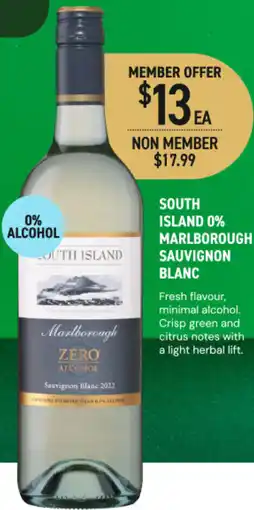 Dan Murphy's South island 0% marlborough sauvignon blanc offer