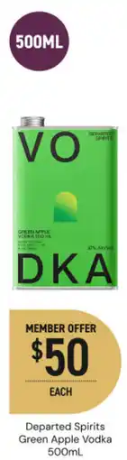 Dan Murphy's Departed spirits green apple vodka offer