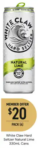 Dan Murphy's White claw hard seltzer natural lime cans offer
