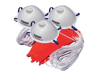 Stratco P2 dust mask with valve hi-vis orange safety flag offer