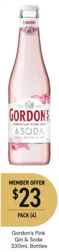 Dan Murphy's Gordon's pink gin & soda bottles offer