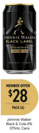 Dan Murphy's Johnnie walker black & cola 6% cans offer