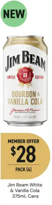 Dan Murphy's Jim beam white & vanilla cola cans offer