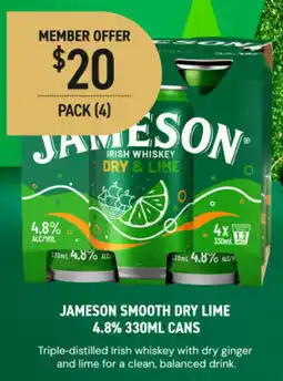 Dan Murphy's Jameson smooth dry lime 4.8% cans offer
