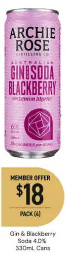 Dan Murphy's Gin & blackberry soda 4.0% cans offer