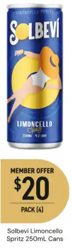 Dan Murphy's Solbevi limoncello spritz cans offer