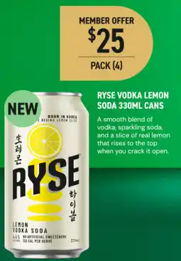 Dan Murphy's Ryse vodka lemon soda cans offer