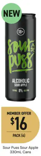 Dan Murphy's Sour puss sour apple cans offer