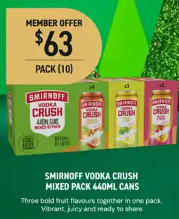 Dan Murphy's Smirnoff vodka crush mixed pack cans offer