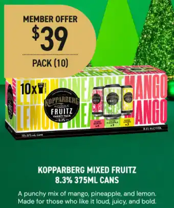 Dan Murphy's Kopparberg mixed fruitz 8.3% cans offer