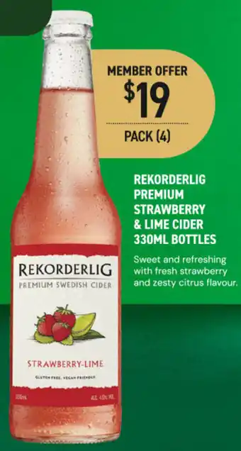 Dan Murphy's Rekorderlig premium strawberry & lime cider bottles offer