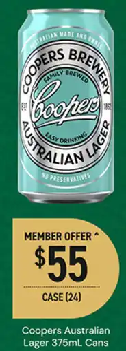 Dan Murphy's Coopers Australian Lager Cans offer
