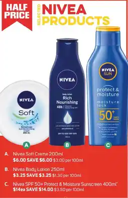 Foodland C. Nivea SPF 50+ Protect & Moisture Sunscreen 400ml offer