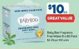 Foodland BABYBOO FRAGRANCE FREE BABY WIPES offer